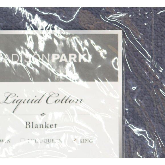 NWT Madison Park Liquid Cotton Blanket Lightweight Breathable Navy Blue King - Picture 8 of 9